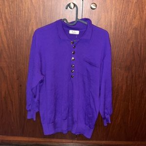 Noko Atelier Purple with Metal Buttons 3/4 sleeve Sweater